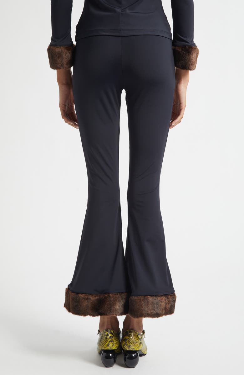 CONNER IVES Faux Mink Trim Stretch Knit Pants, Alternate, color, Black