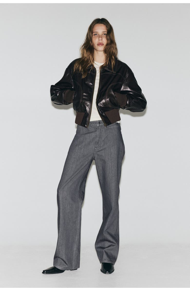 H&M Straight High Jeans, Alternate, color, Denim Gray