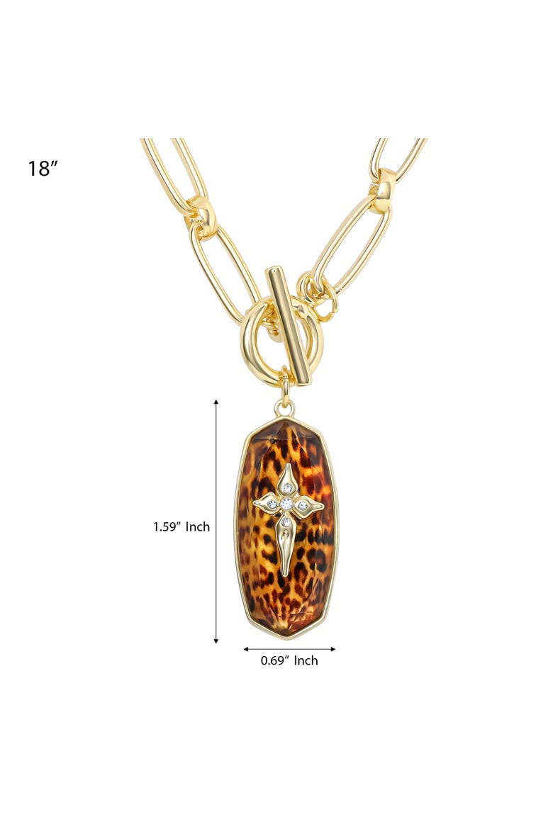 Chunky Toggle Necklace With Cross Pendant, 18", Alternate, color, Brown