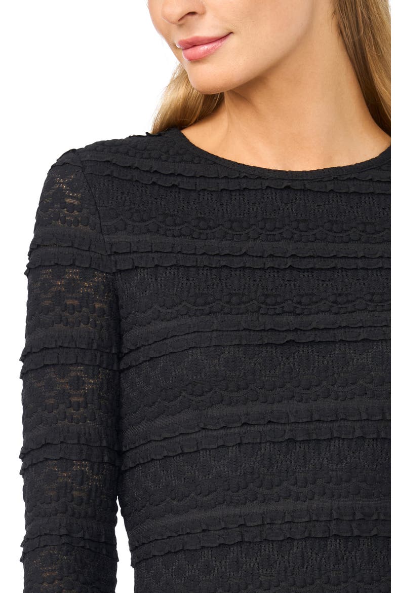 Michele Tiered Long Sleeve Top, Alternate, color, RICH BLACK