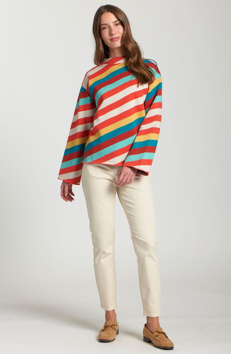 APNY Diagonal Stripe Funnel Neck Sweater, Alternate, color, Terracotta Multi