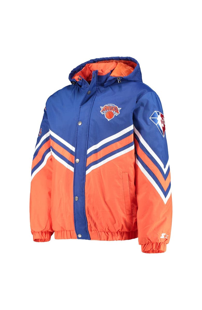 STARTER Men's Starter Royal/Orange New York Knicks The Maximum Hoodie Full-Zip Jacket, Alternate, color,