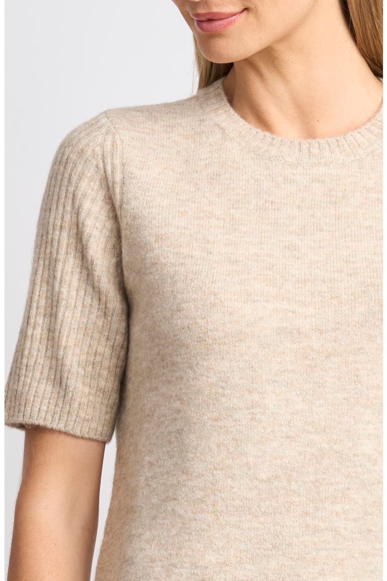 Contrast Ribbed Sleeve Sweater, Alternate, color, OATMEAL