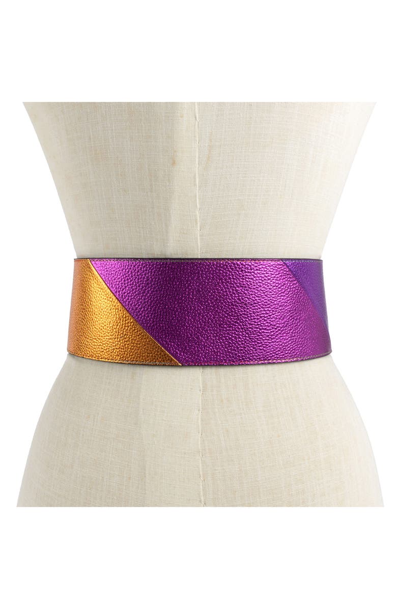 Kurt Geiger London Metallic Rainbow Leather Belt, Alternate, color,