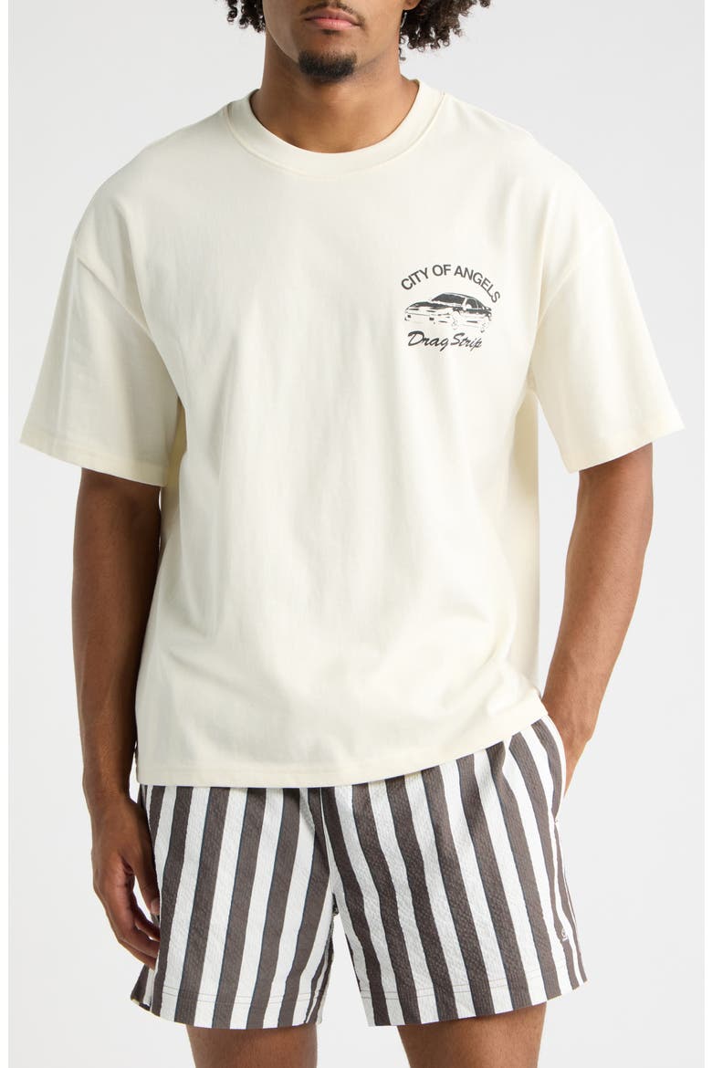 Drag Strip Graphic T-Shirt, Main, color, CREAM