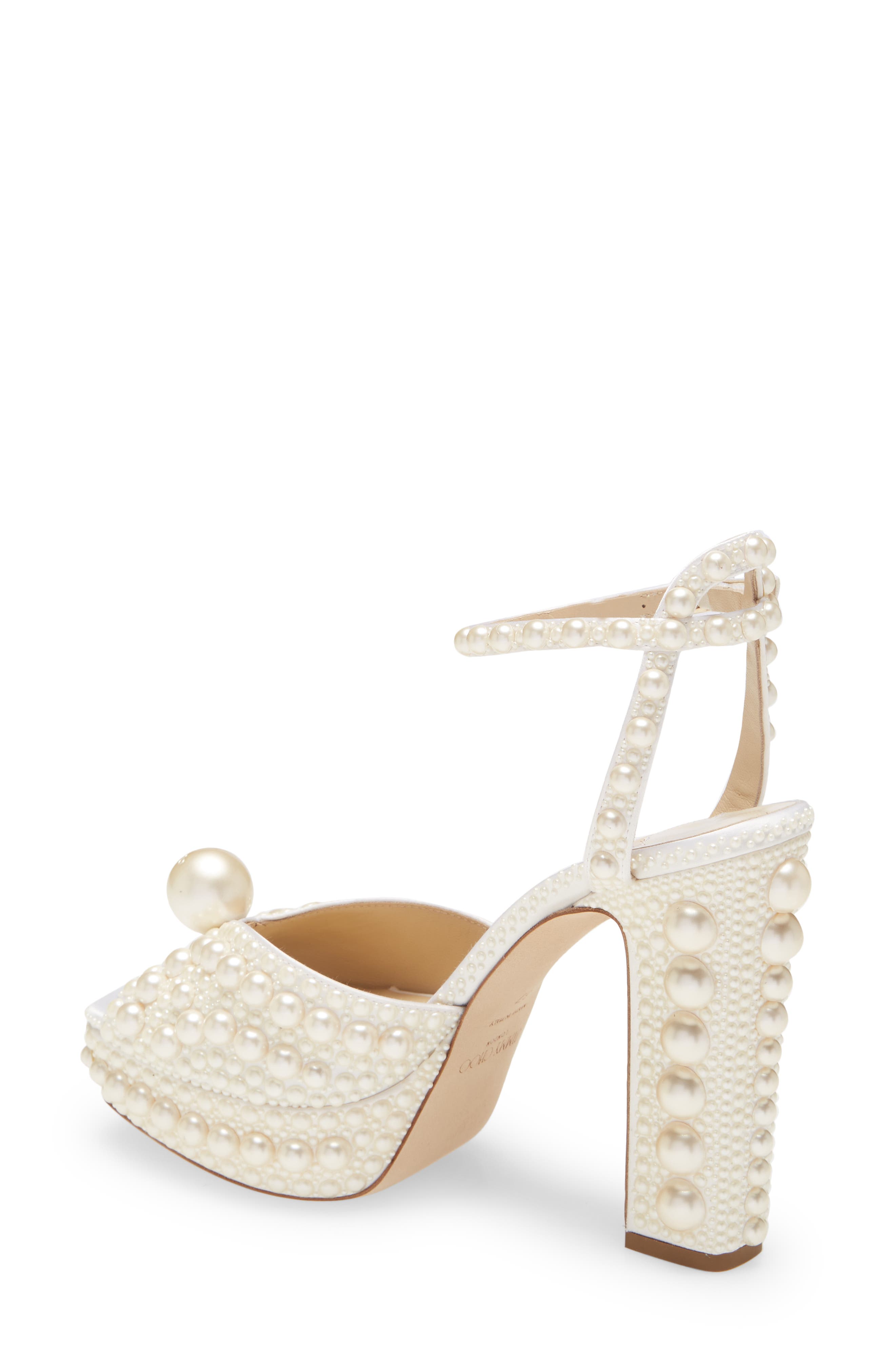 Jimmy Choo Sacaria Embellished Platform Sandal, Alternate, color, White/ White
