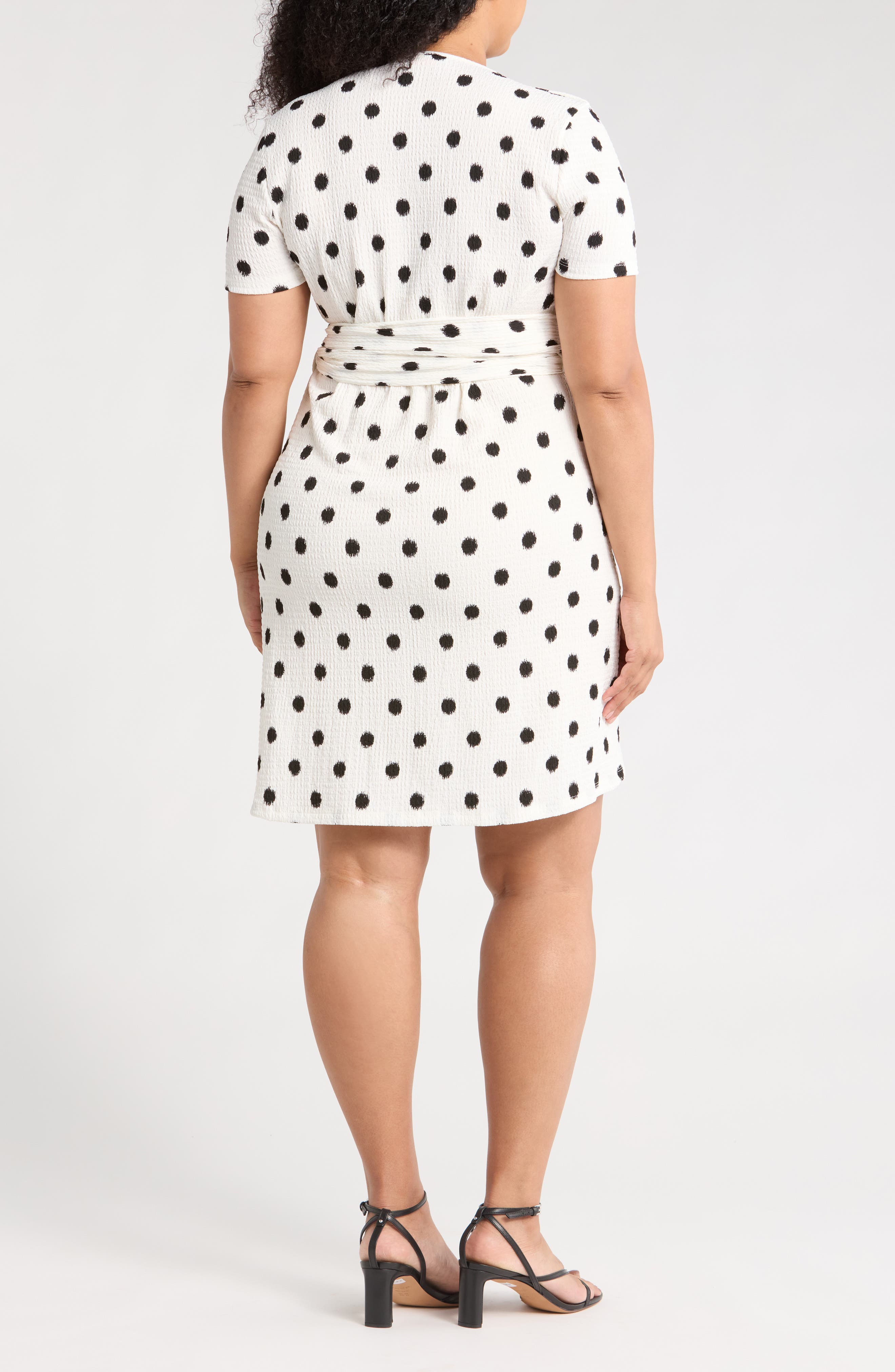 Polka Dot Short Sleeve Wrap Dress - image 2