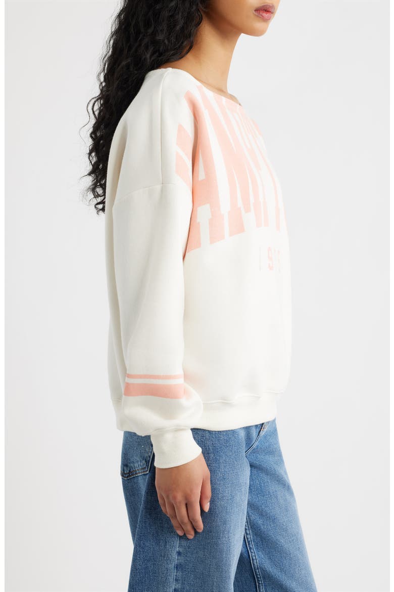 Hamptons Off the Shoulder Graphic Sweatshirt, Alternate, color, MARSHMALLOW