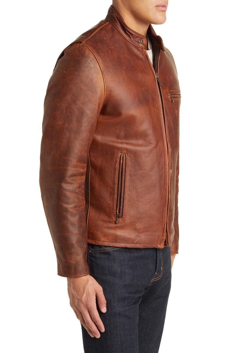Schott NYC Café Racer Cowhide Leather Jacket, Alternate, color, 