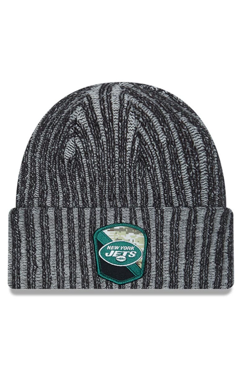 New Era Men's New Era  Black New York Jets 2023 Salute To Service Cuffed Knit Hat, Main, color, 