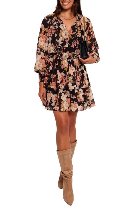 Anita Floral Print Long Sleeve Minidress