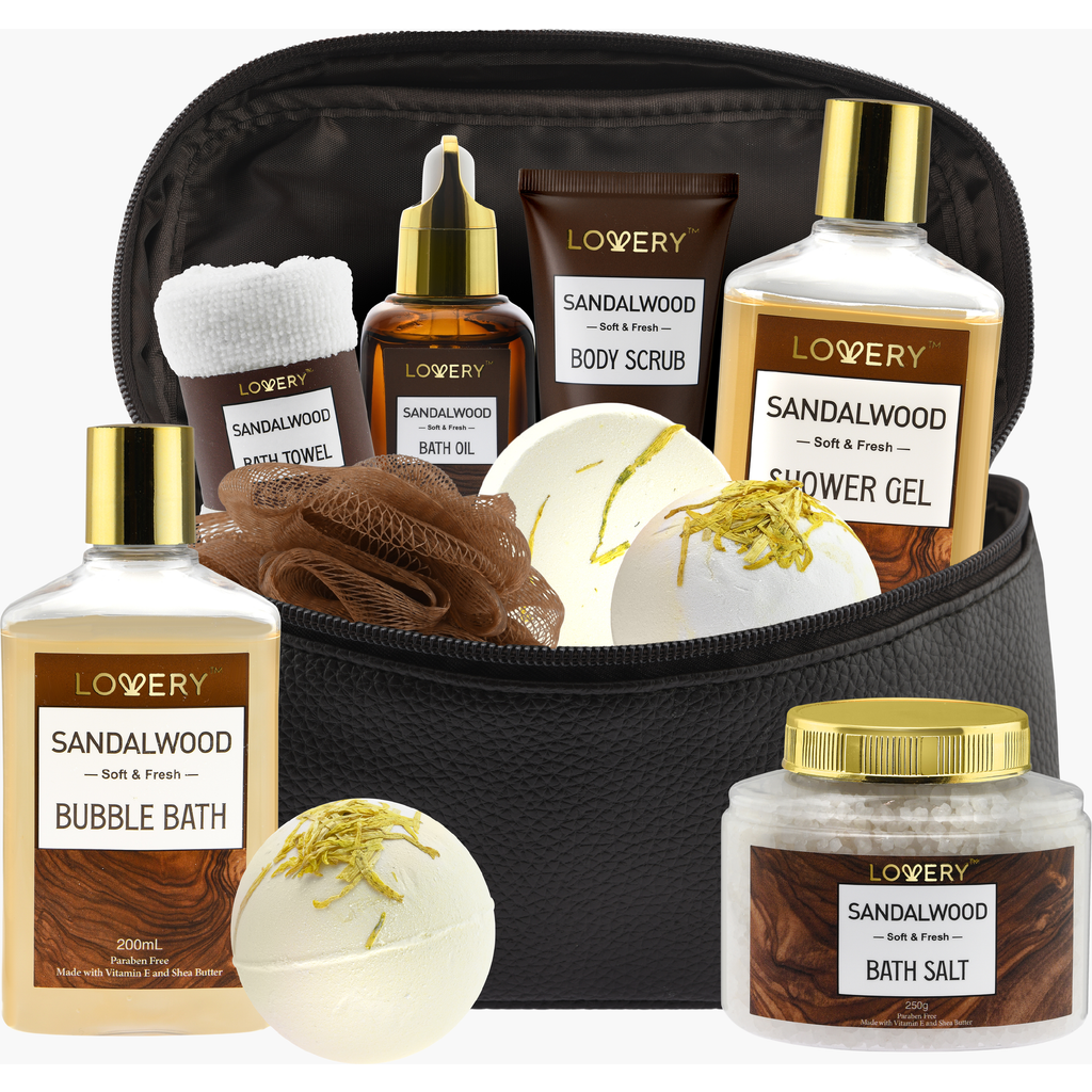 Lovery Luxury Spa Kit In Brown Leather Bag