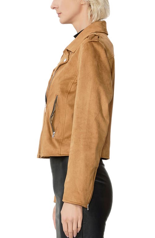 Kimi & Kai Willa Faux Suede Moto Jacket In Brown