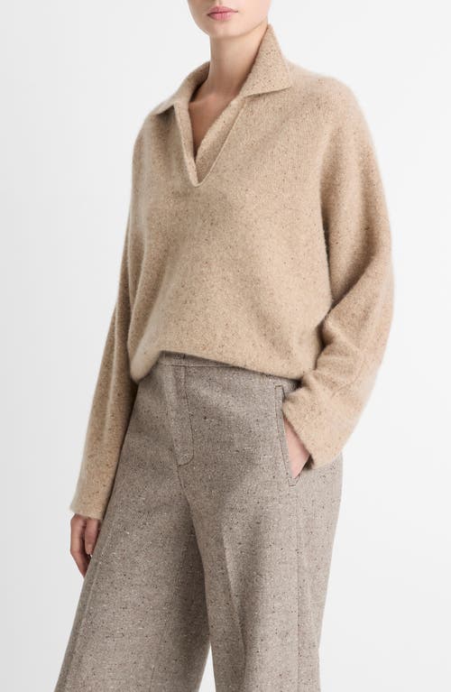 Vince Donegal Cashmere Polo Sweater In Brown