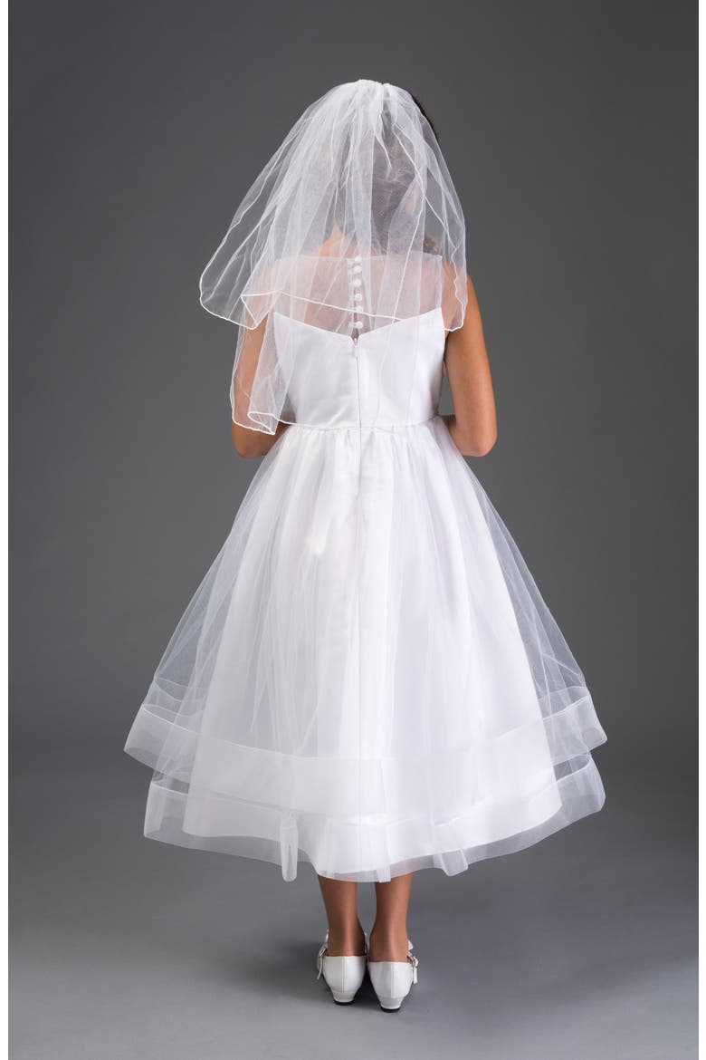 Iris & Ivy Beaded Illusion Tulle First Communion Dress, Alternate, color, WHITE