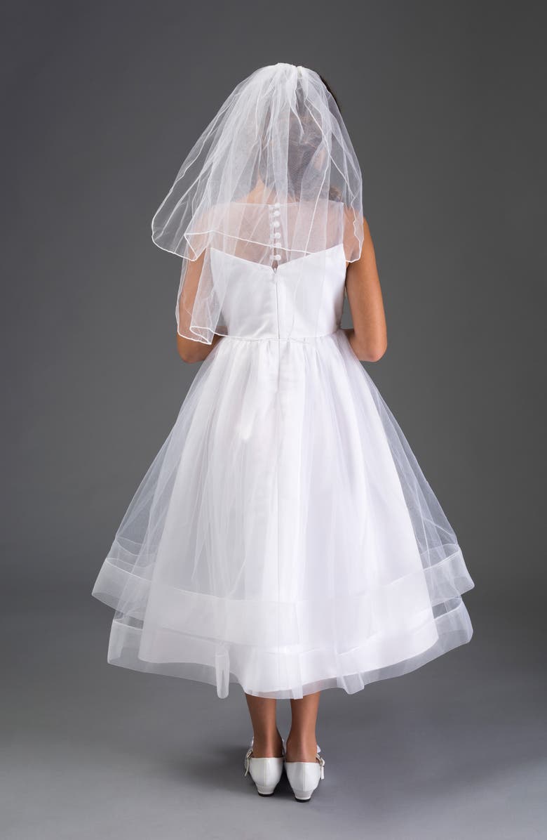GERSON & GERSON Iris & Ivy Beaded Illusion Tulle First Communion Dress, Alternate, color,