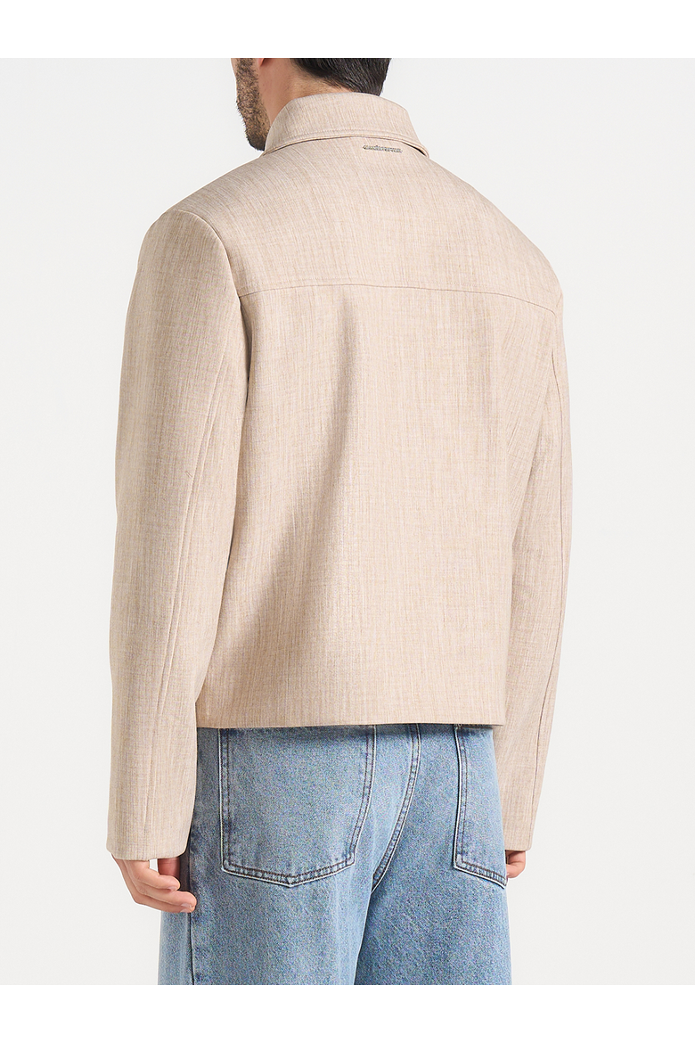 Amir Boxy Hatched Harrington Jacket, Alternate, color, Beige