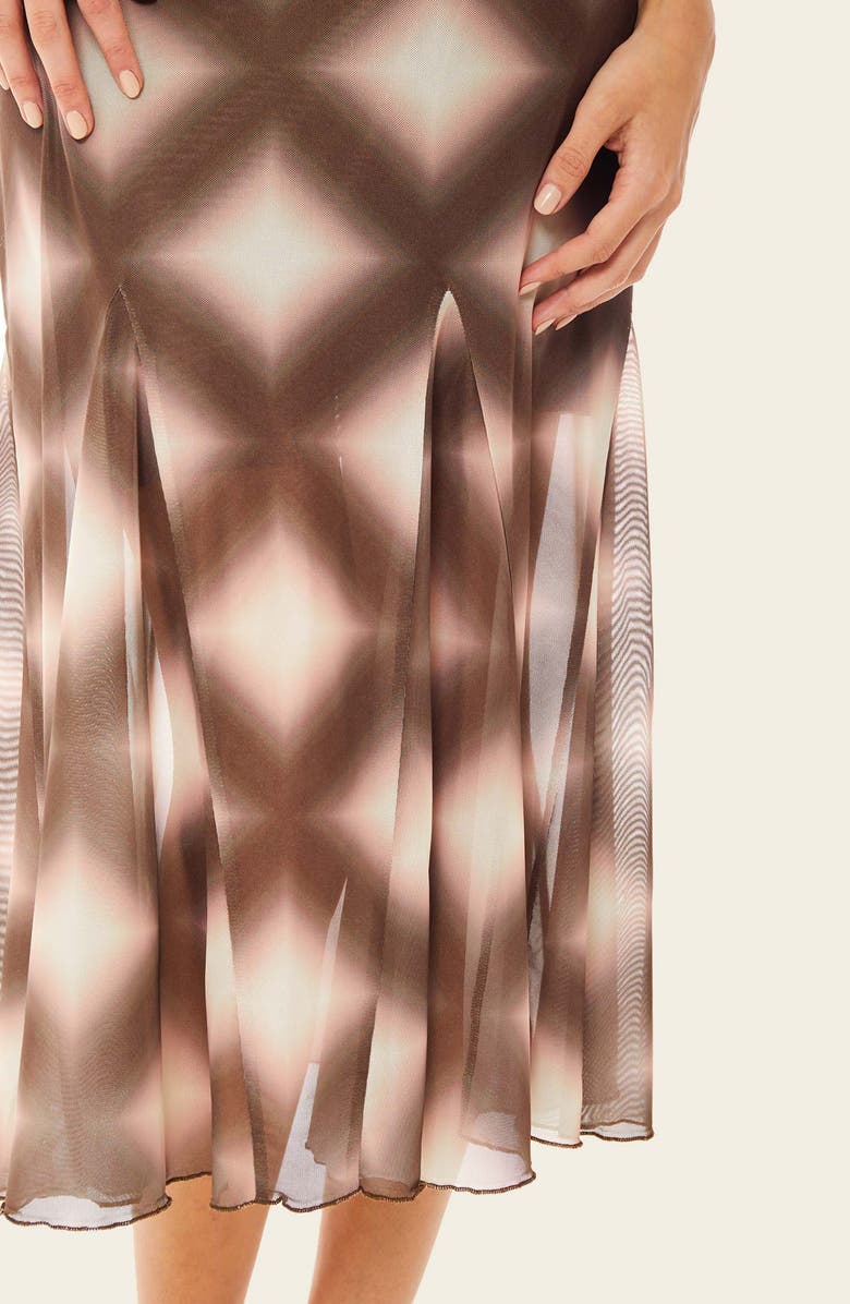 Find Me Now Bitna Mesh Cap Sleeve Midi Godet Dress, Alternate, color, 