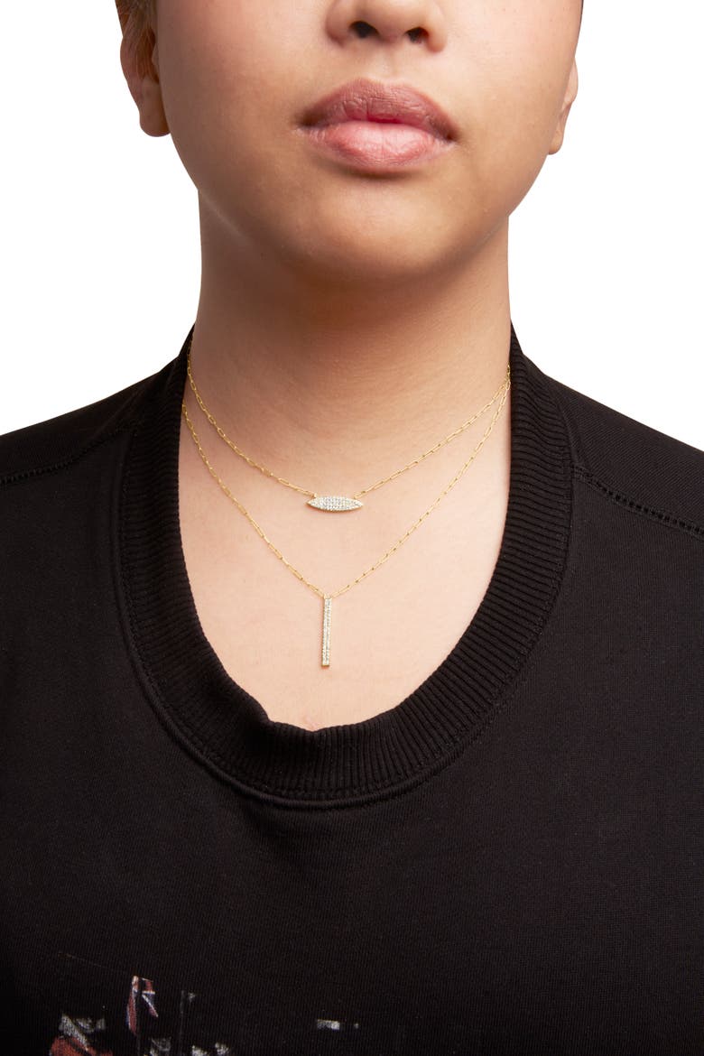 14K Yellow Gold 3/8 Cttw Two-Strand Marquise and Bar Charm Paper Clip Necklace, Alternate, color, Yellow