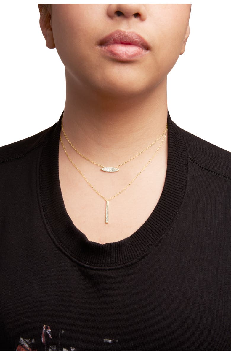 Haus of Brilliance 14K Yellow Gold 3/8 Cttw Two-Strand Marquise and Bar Charm Paper Clip Necklace, Alternate, color, Yellow