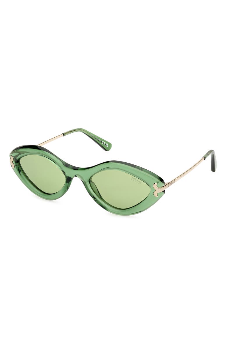Emilio Pucci Geometric 54mm Sunglasses, Alternate, color, Shiny Light Green / Green