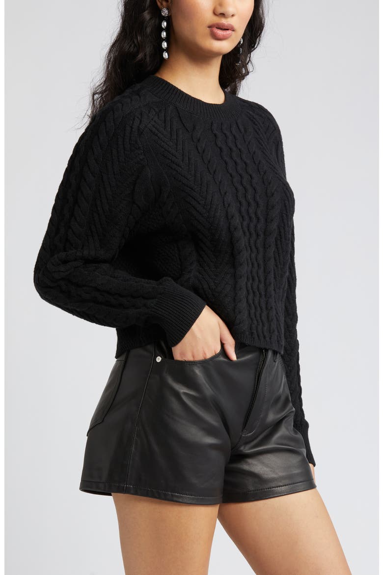 Mix Stitch Boxy Sweater, Alternate, color, BLACK