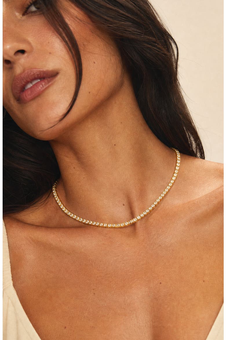 The Thin Tennis Necklace, Alternate, color, GOLD