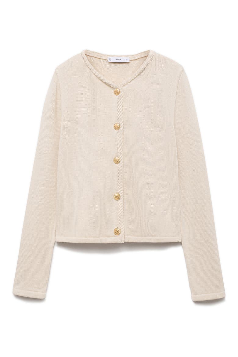 Crest Button Cardigan, Alternate, color, ECRU
