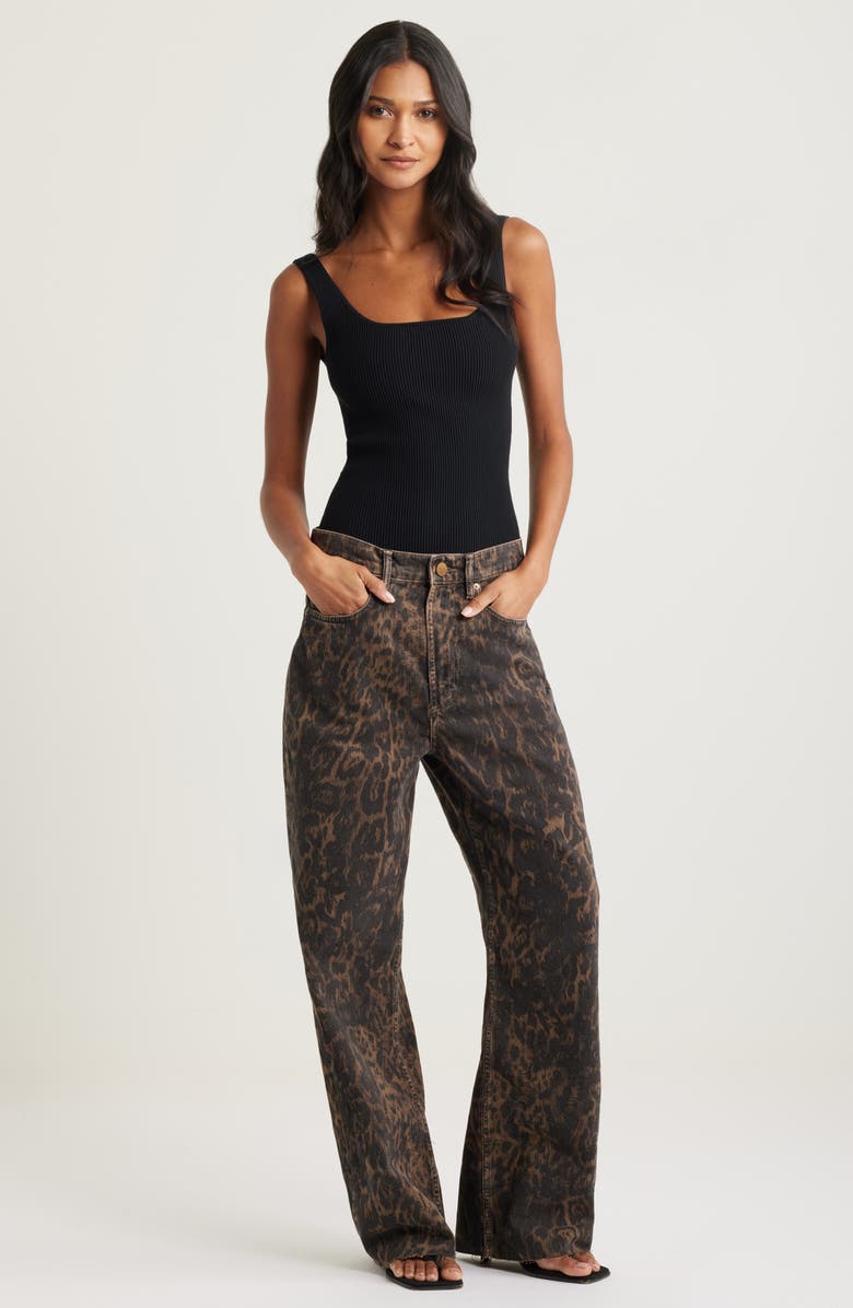 Open Edit Luxe Sculpt Rib Tank, Alternate, color, Black