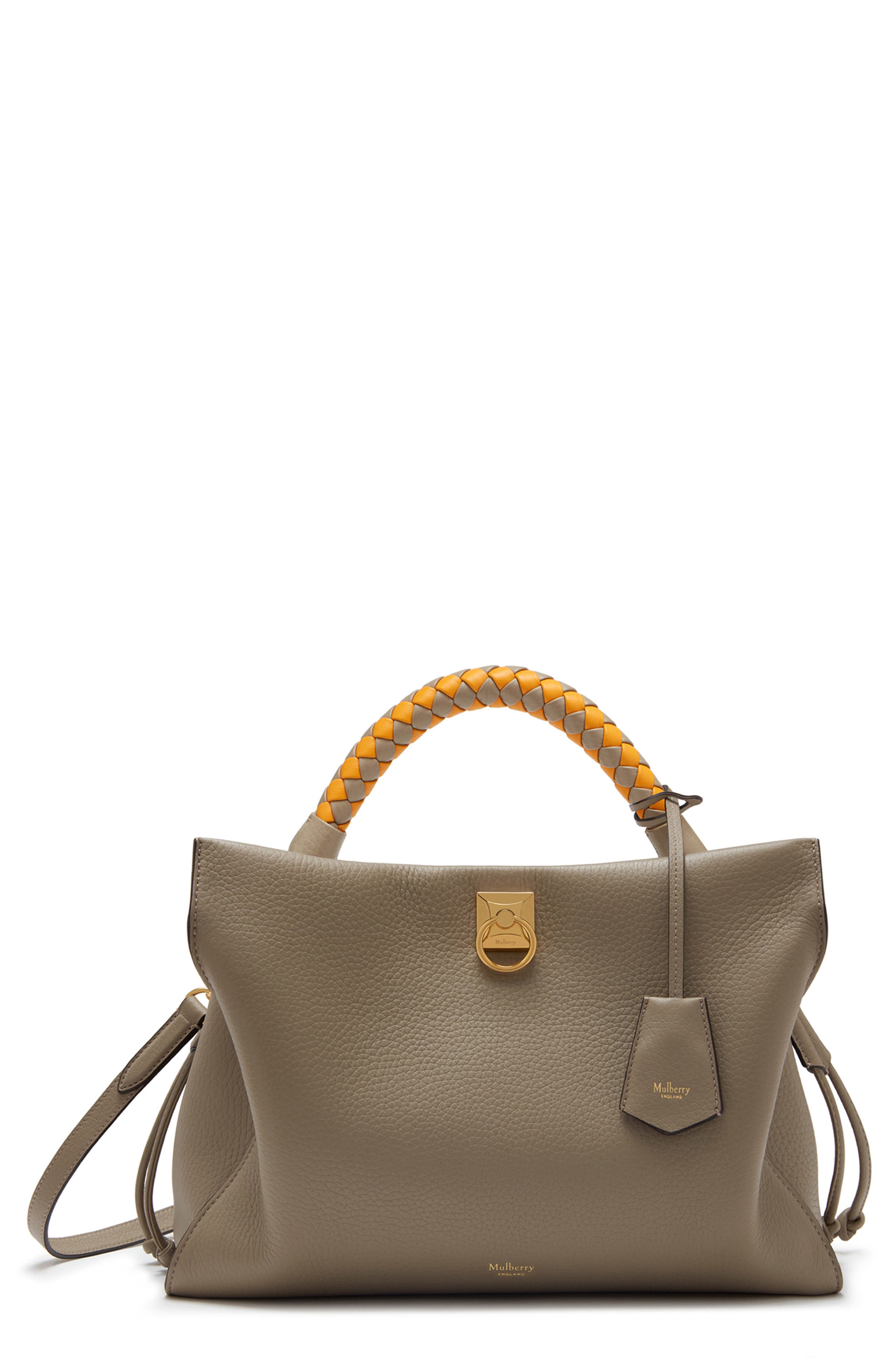 Iris Leather Top Handle Bag, Main, color, SOLID GREY - DARK CLAY