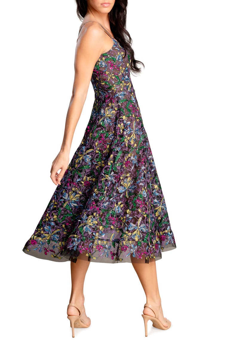Dress the Population Uma Embroidered Fit & Flare Dress, Alternate, color,