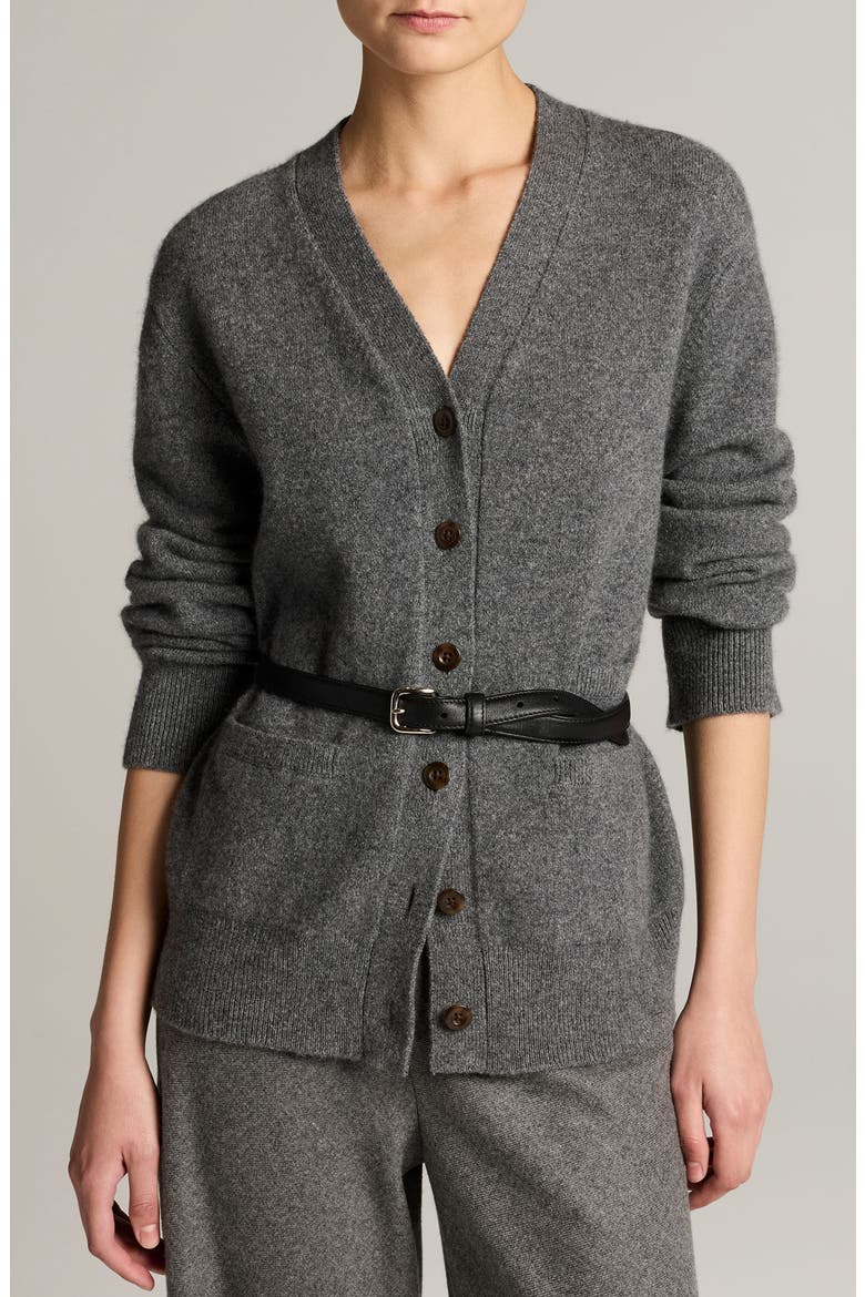 Relaxed V-Neck Cardigan, Main, color, HEATHER PEWTER