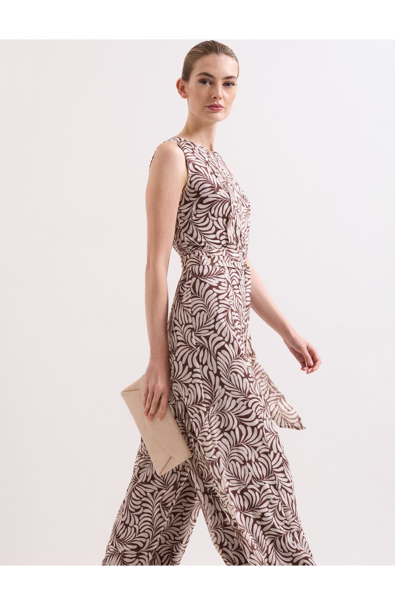 Phase Eight Janine Leaf Sleeveless Jumpsuit, Alternate, color, Latte