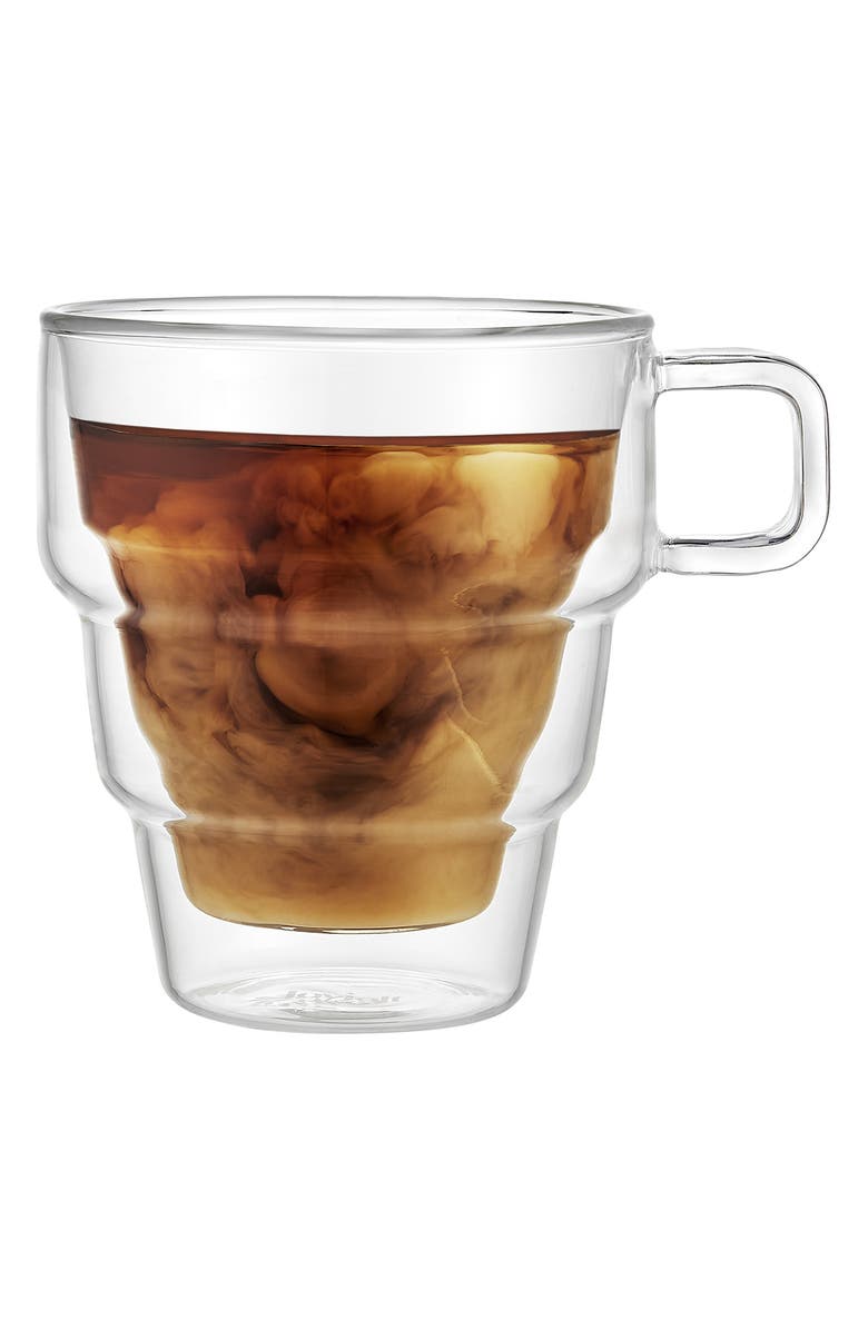 JoyJolt Pila Set of 2 Beverage Mugs, Alternate, color, Clear