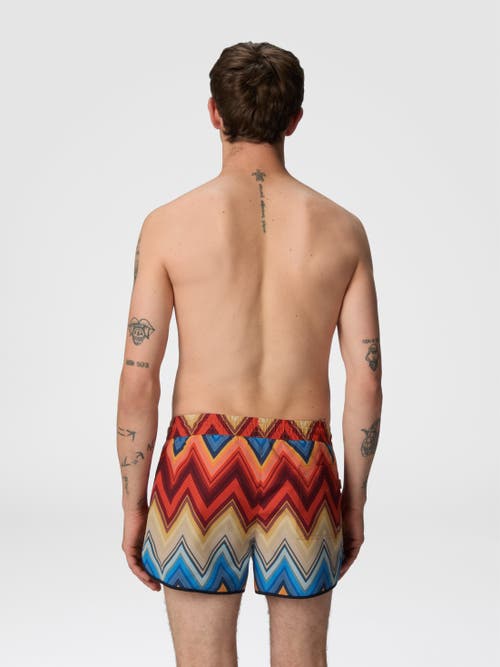 Missoni Swim Shorts With Macro Zigzag Print In Orange