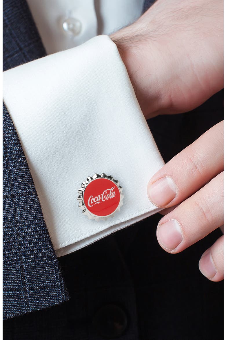 Coca Cola Bottle Cap Cuff Links, Alternate, color, RED