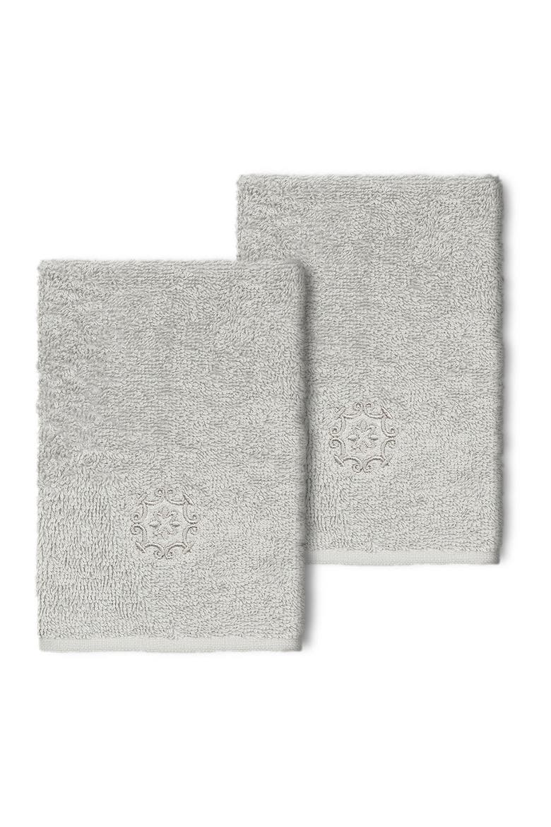 Alyssa Embellished Washcloth - Set of 2 - Light Gray, Main, color, LIGHT GRAY