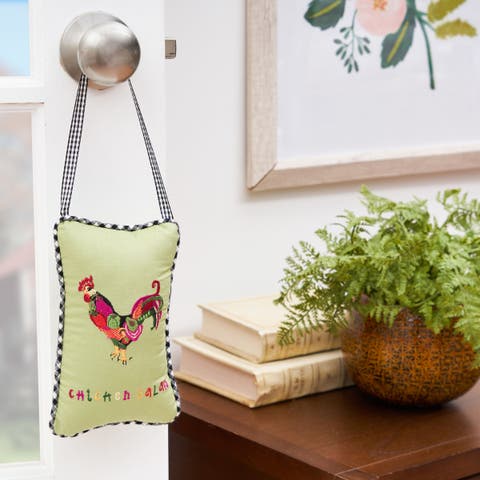 Coq Au Vin Rooster Embroidered Doorknob Pillow