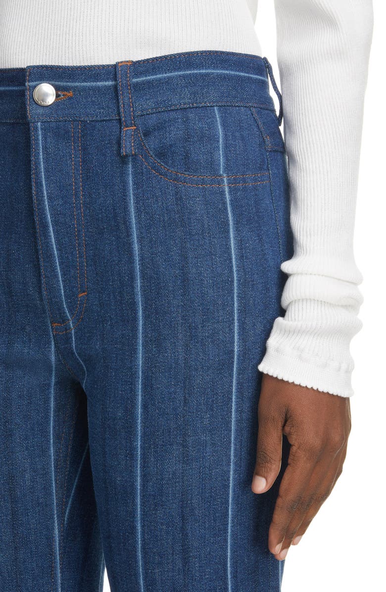 Chloé Stripe Denim Crop Pants, Alternate, color, 