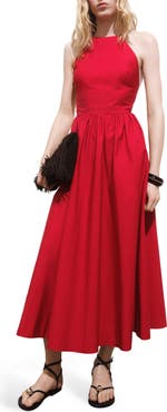 MANGO Sleeveless Fit & Flare Maxi Dress