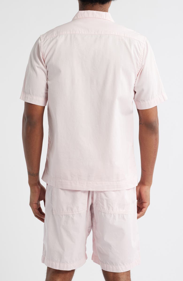 Service Works Script Embroidered Cotton Camp Shirt, Alternate, color, Dusty Pink