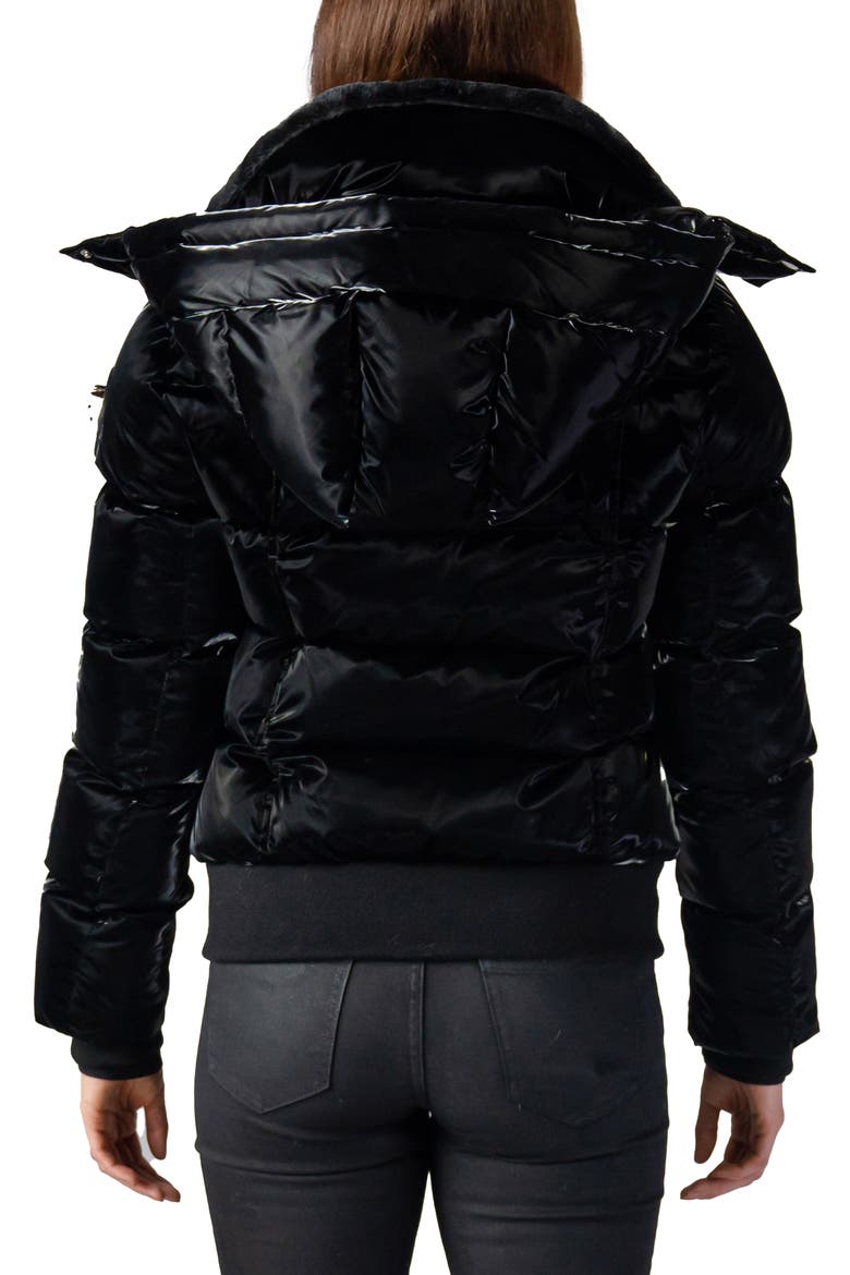 Woody Water Resistant Faux Fur Lined Hooded Quilted Puffer Jacket, Alternate, color, ALL WET BLACK