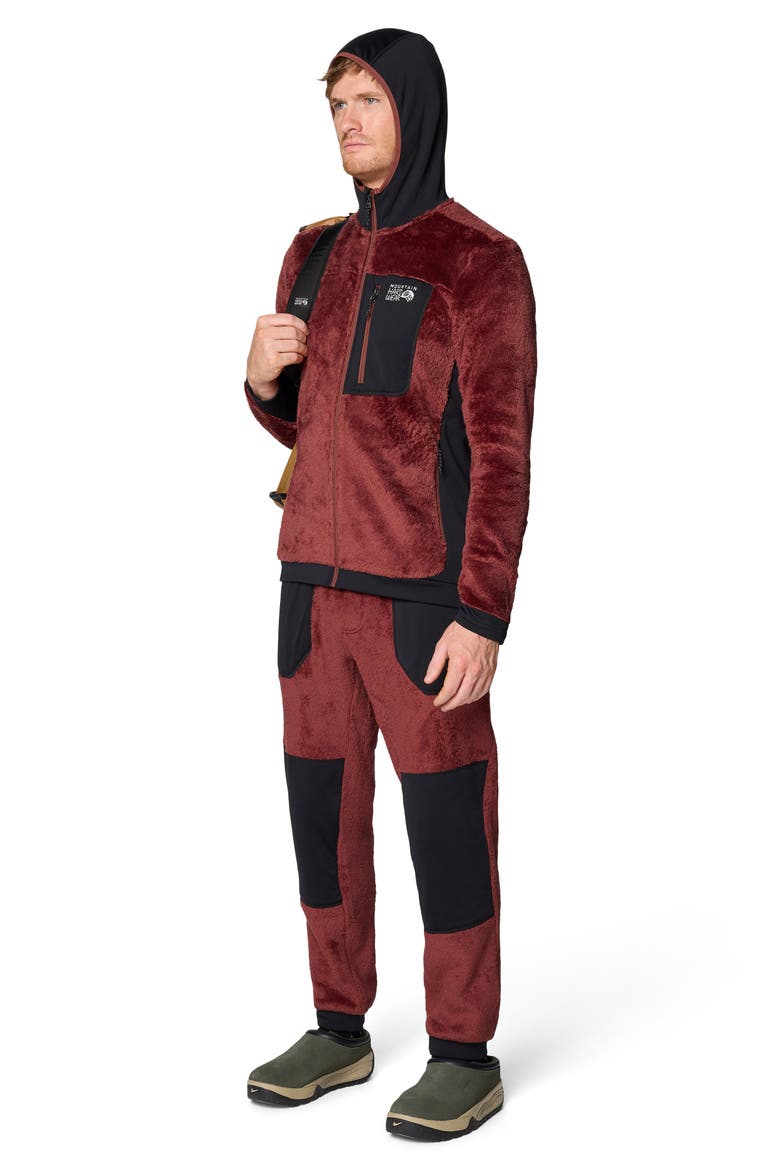 Polartec® High Loft Fleece Hooded Jacket, Alternate, color, BOURBON BROWN/ BLACK