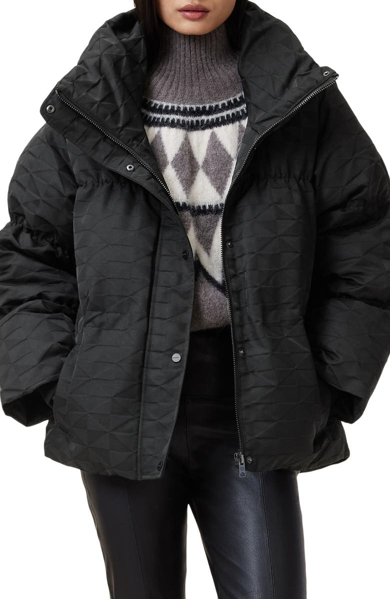 AllSaints Peckham Geometric Jacquard Puffer Jacket, Main, color,