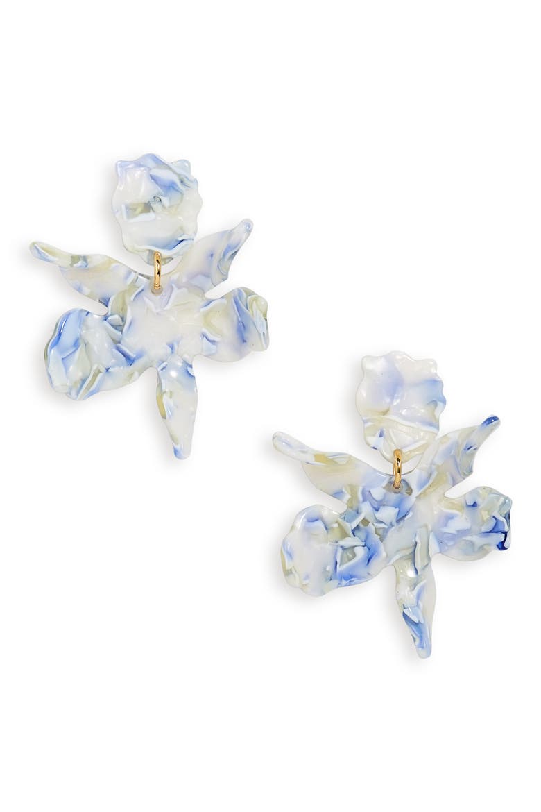 Paper Lily Drop Earrings, Main, color, PERIWINKLE TORTOISE