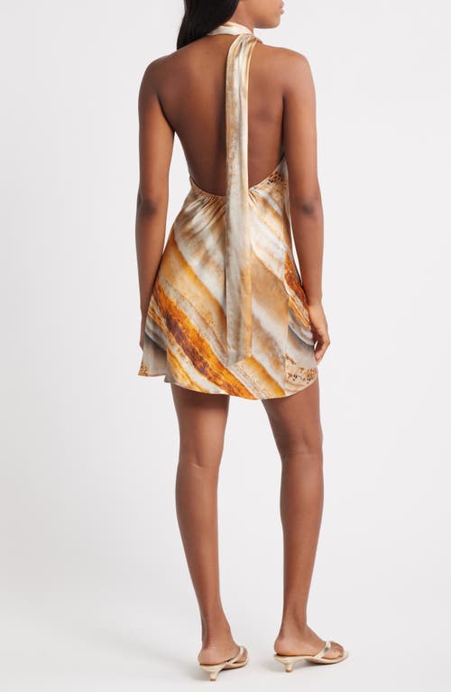 Topshop Print Halter Minidress In Gold