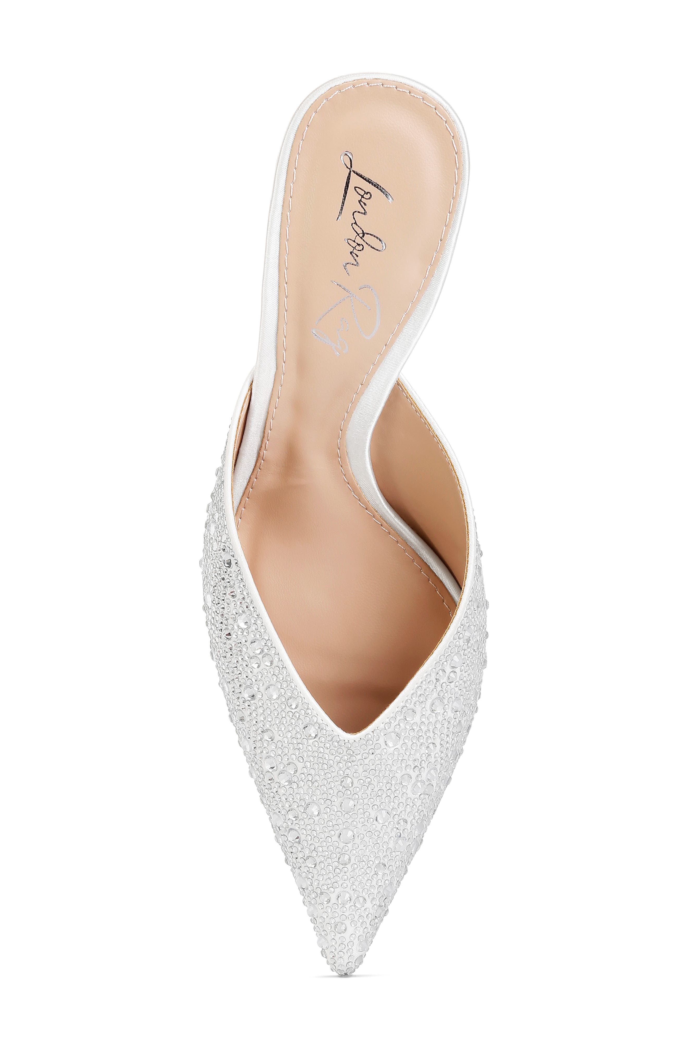 LONDON RAG Aldora Rhinestone Kitten Heel Mule, Alternate, color, White