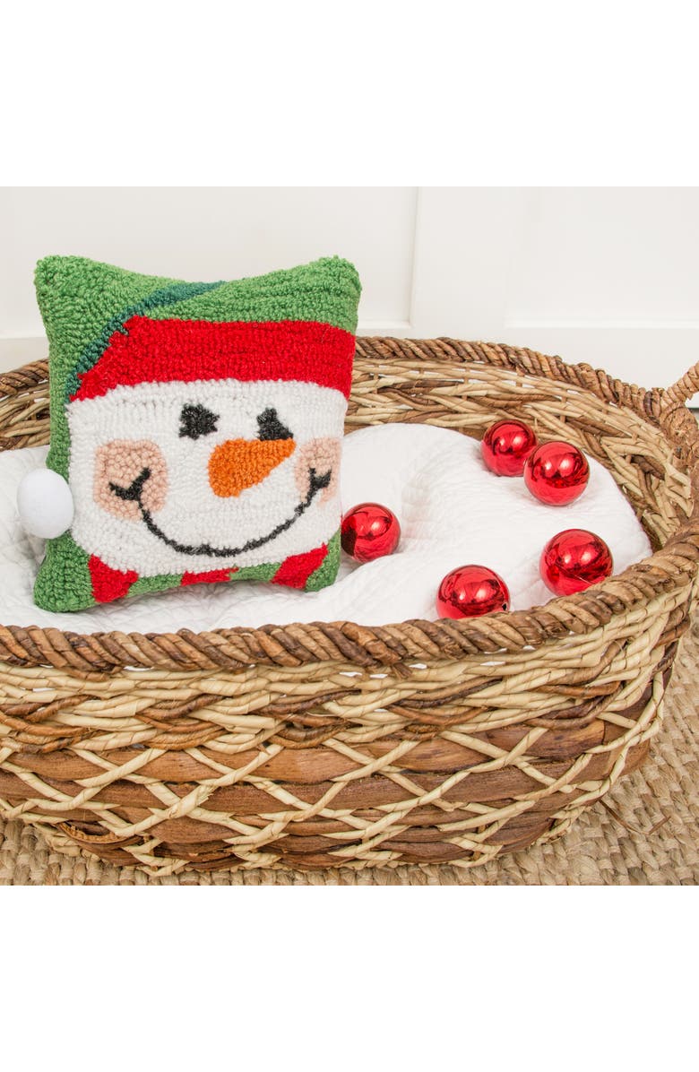 C&F Home Happy Snowman Hooked Small Petite Christmas Holiday Throw Pillow, 8" x 8", Alternate, color, 