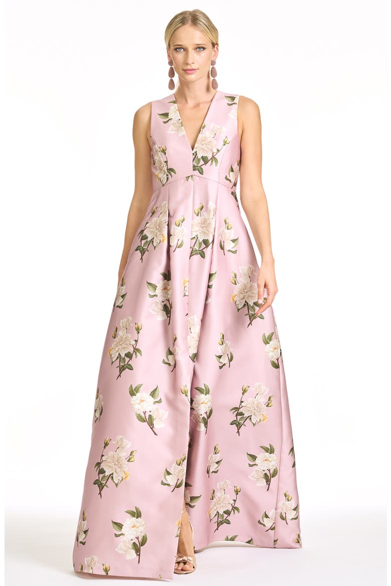 Brooklynne Floral Sleeveless Gown, Alternate, color, ROSE QUARTZ TEA