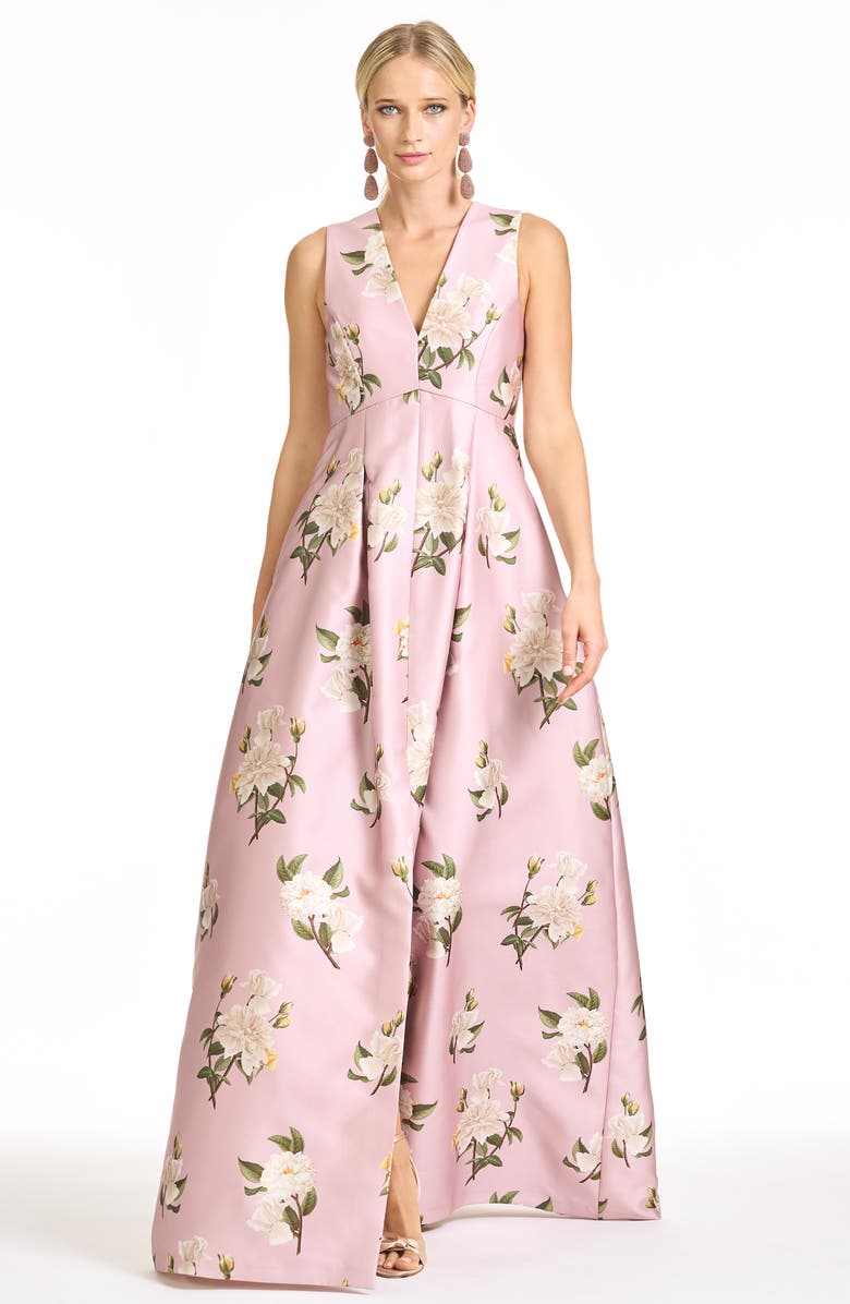 Sachin & Babi Brooklynne Floral Sleeveless Gown, Alternate, color, Rose Quartz Tea
